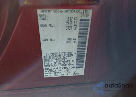 2018 Nissan Altima 2.5 S z USA, uszkodzony, nr VIN 1N4AL3AP8JC289708